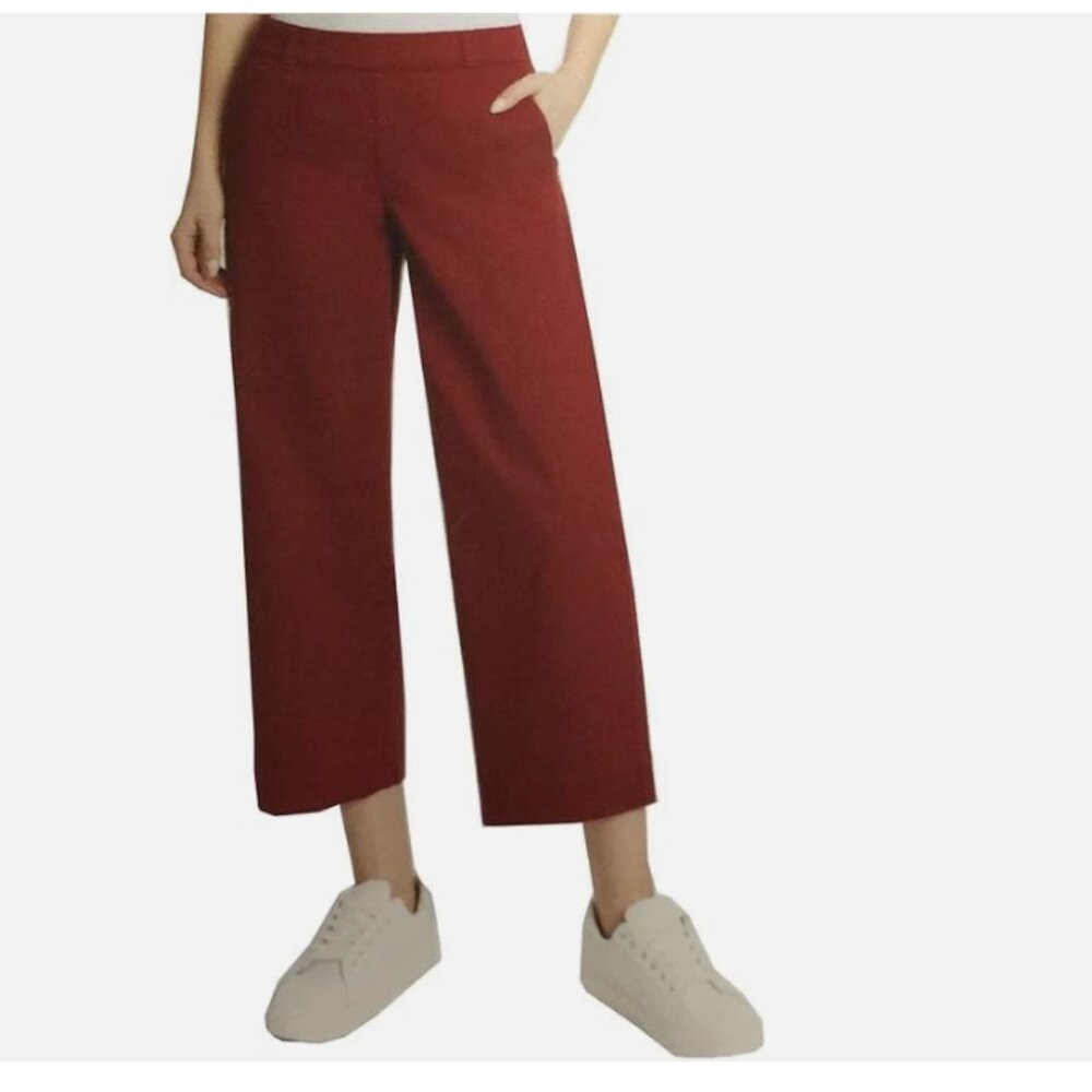 Gloria Vanderbilt Women's Wide Leg Pull On Crop Pants, Red, 6